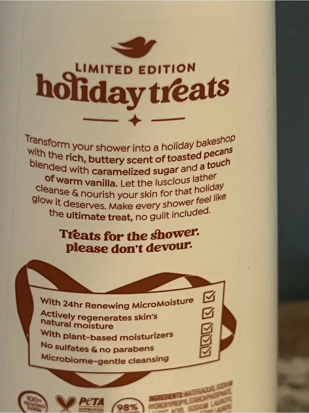 Dove Limited Edition Holiday Treats Pecan Butter Crunch Body Wash 20 ounces New